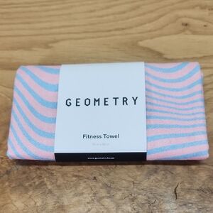 Geometry Pink and Blue Striped Fitness Towel NWT